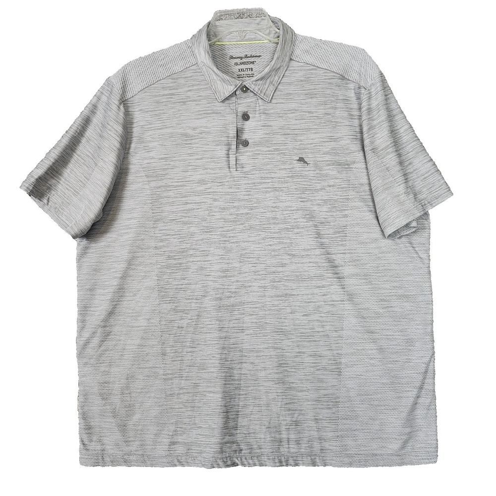 Tommy Bahama Polo Shirt Mens 2XL Gray IslandZone Performance Golf Casual XXL